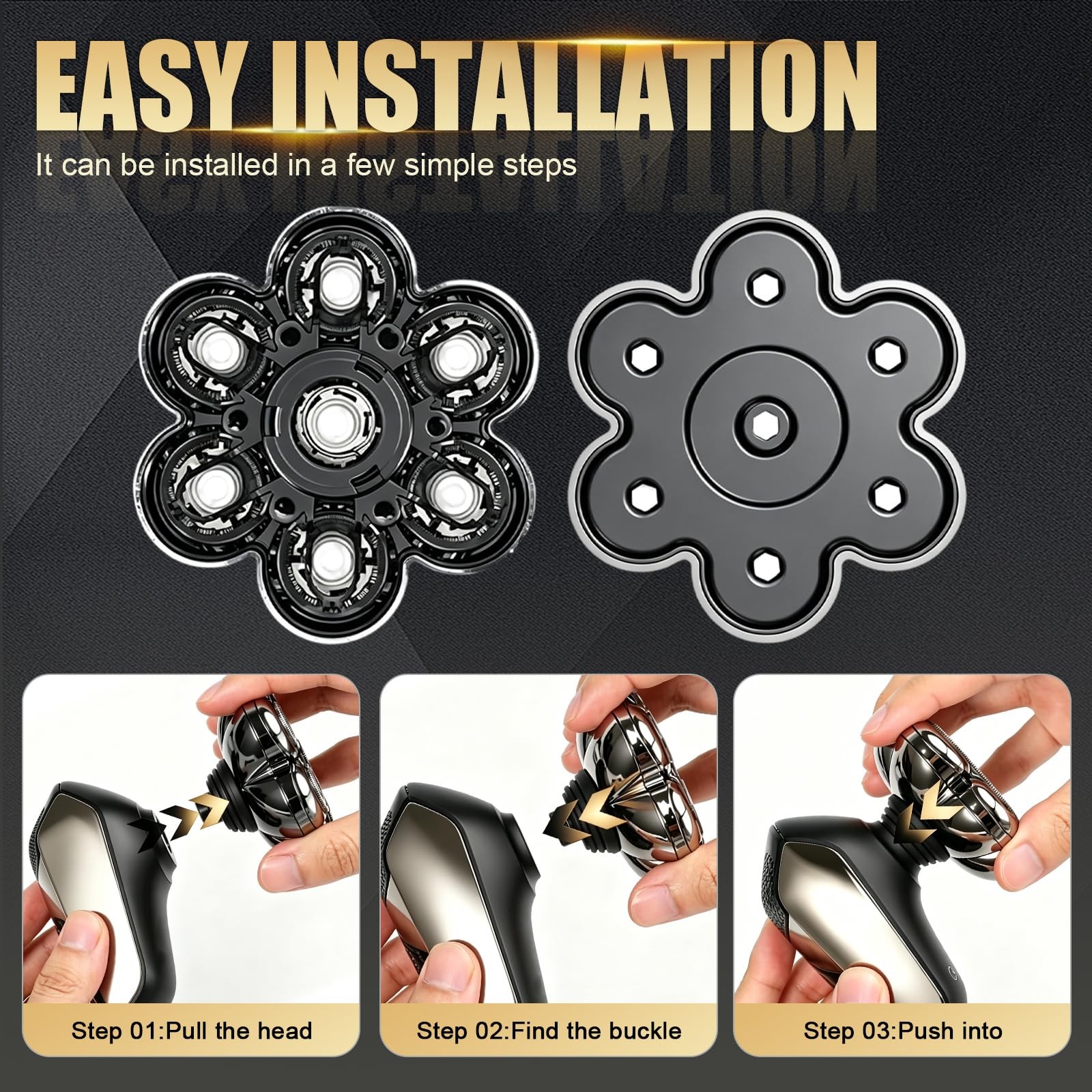7 Blade Floating Shaving Head, Washable Shaver Blade Heads with Freebird, for…