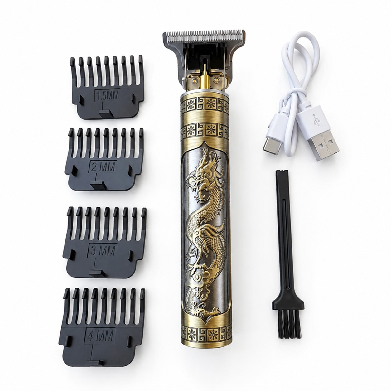 Vintage T9 Dragon Hair Trimmer Cordless Beard Clipper USB Rechargeable Men