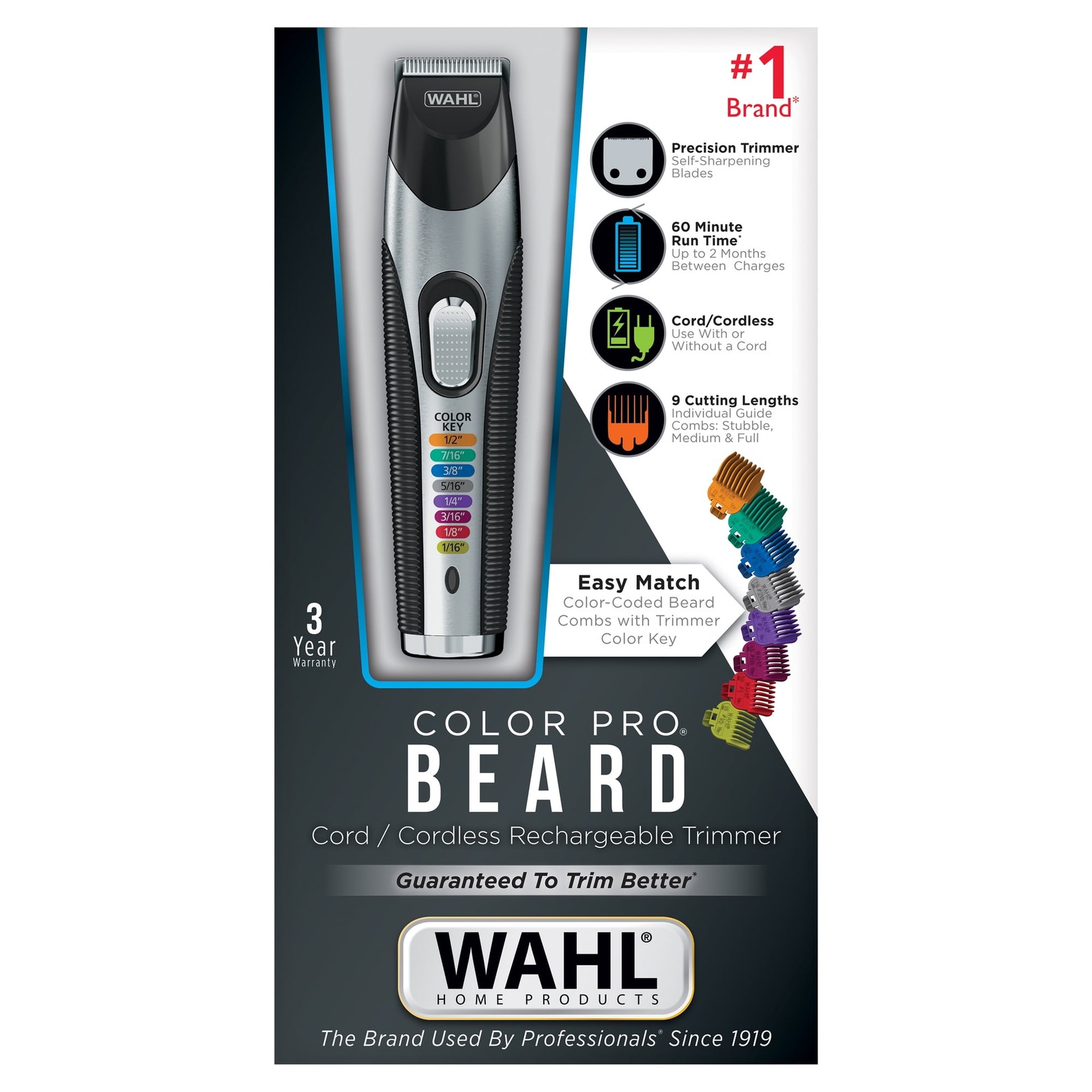 Wahl Color Pro Cord/Cordless Rechargeable Hair, Beard Trimmer for Men – 9891-100