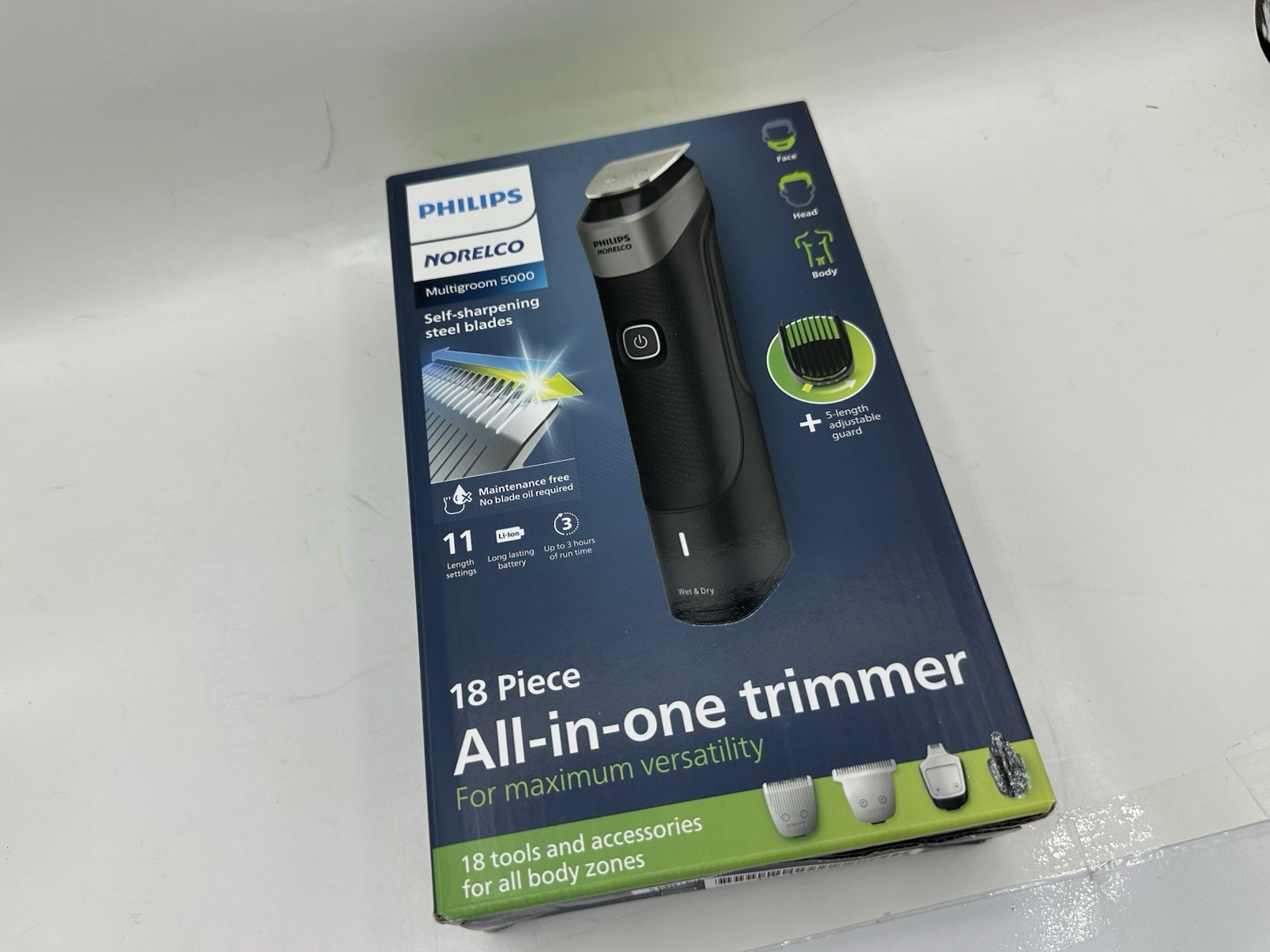 Philips Norelco Multigroom 5000 Trimmer 18pc All-in-One 11 Lengths Body Face New