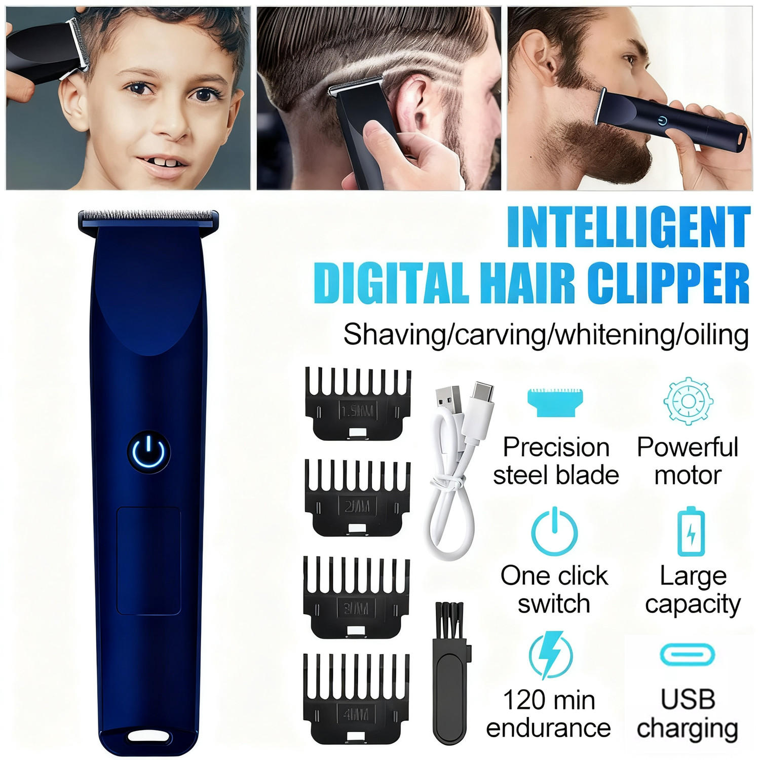 Men Electric Beard Trimmer Hair Clippers Cutting Mustache Barber Shaving Machine