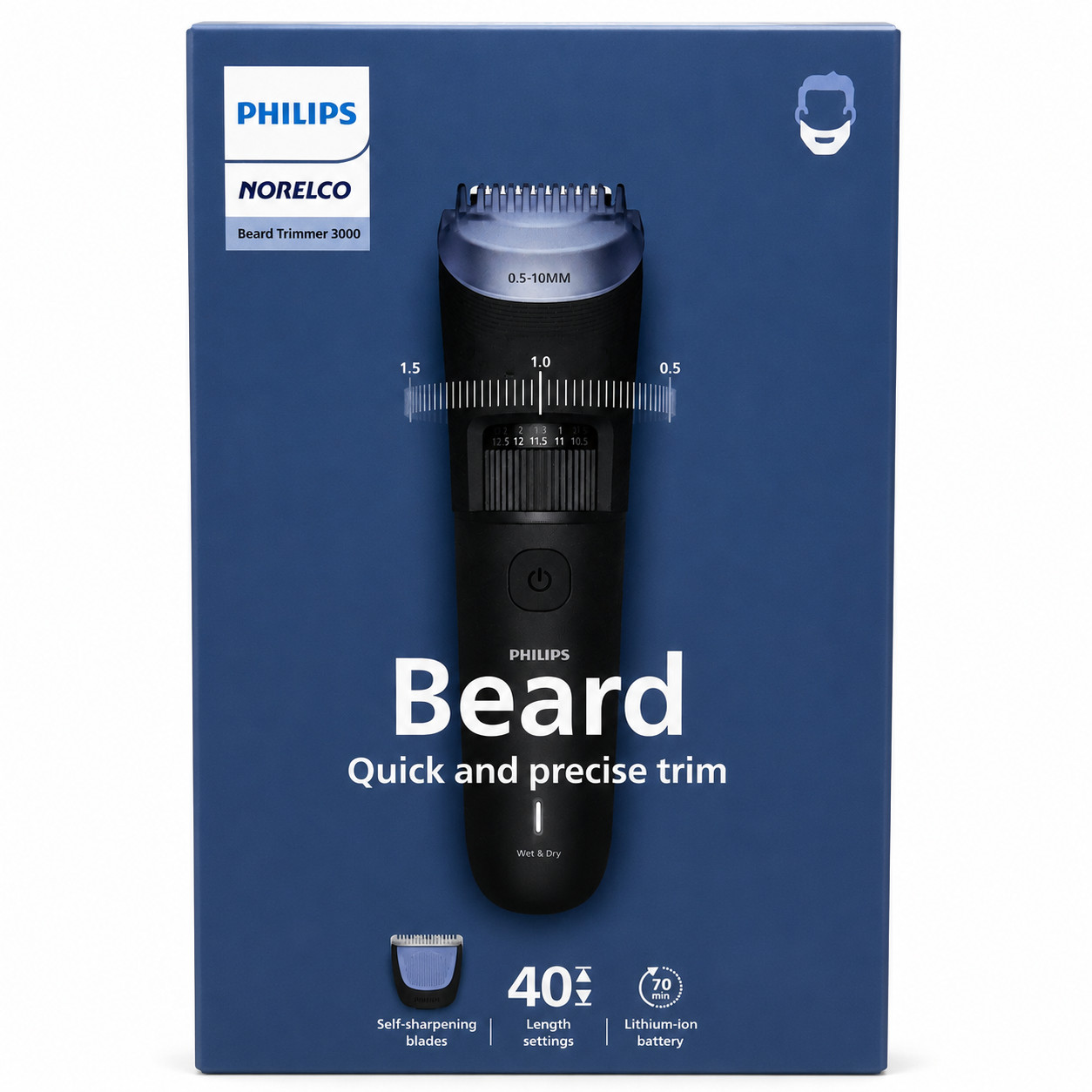 Philips Norelco Beard Trimmer 3000 BT3620/40 USB Rechargeable 40 Length Settings