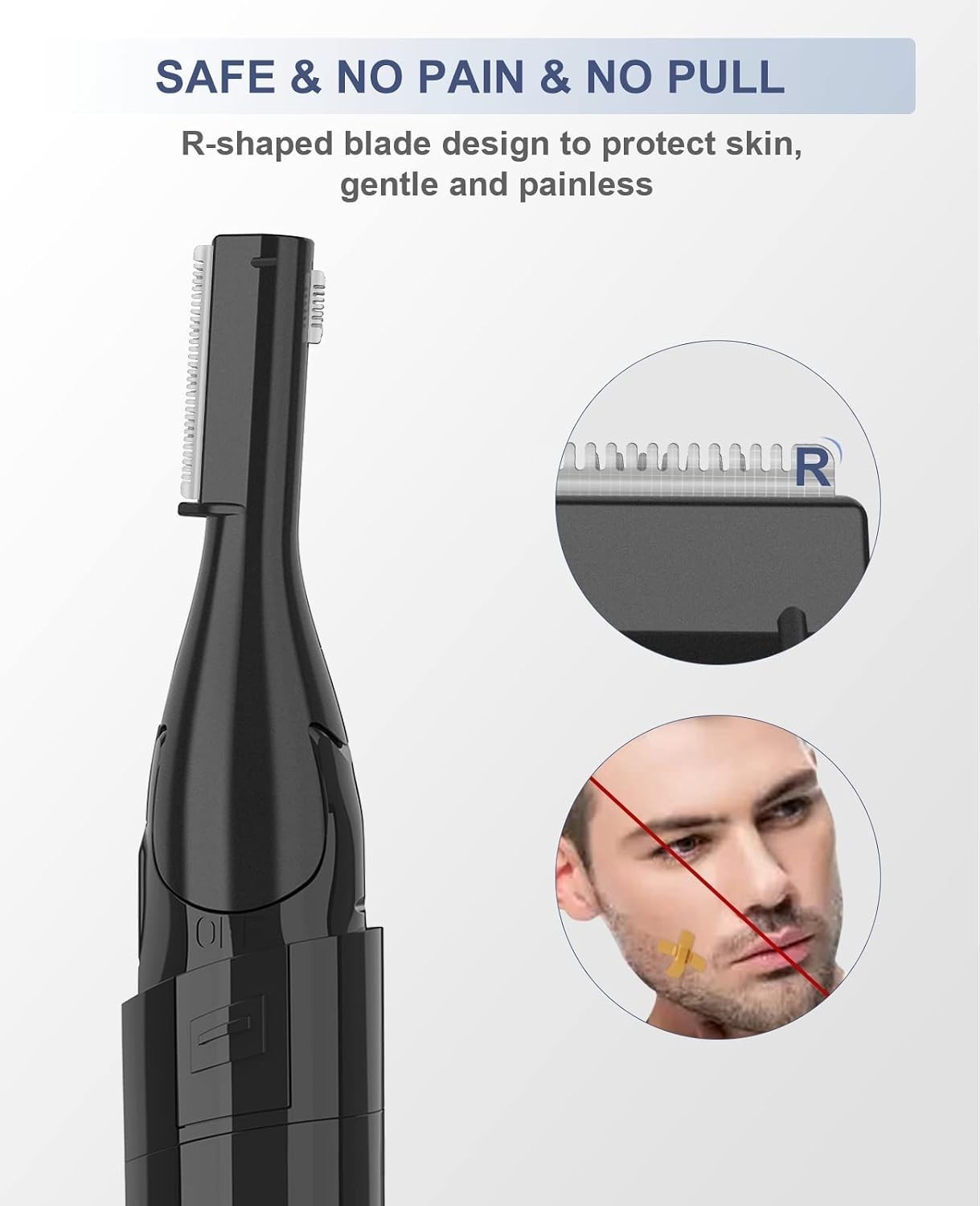 Portable Battery-Powered Eyebrow Razor with 30° Pivoting Head for All Hair Types