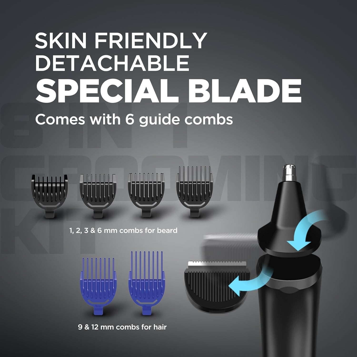 Havells 8 in 1 Grooming Kit 2-in-1 Special Blade Nose & Ear Attachment GS4008