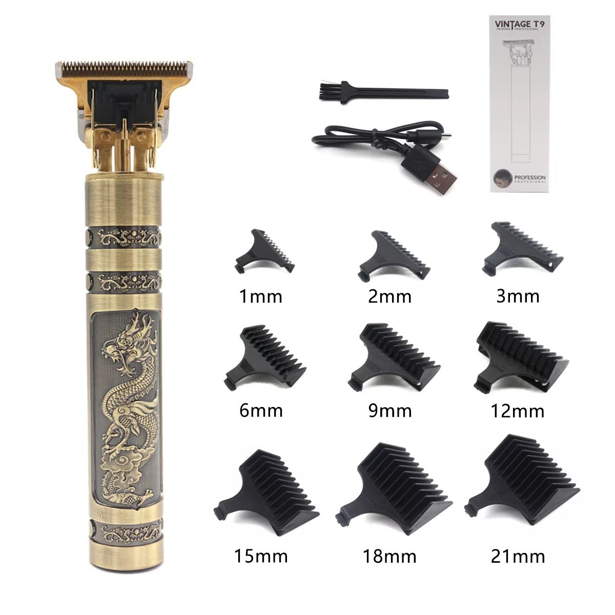 Professional T9 Hair Trimmer 5.9″ / 15cm Beard Clipper Stainless Steel