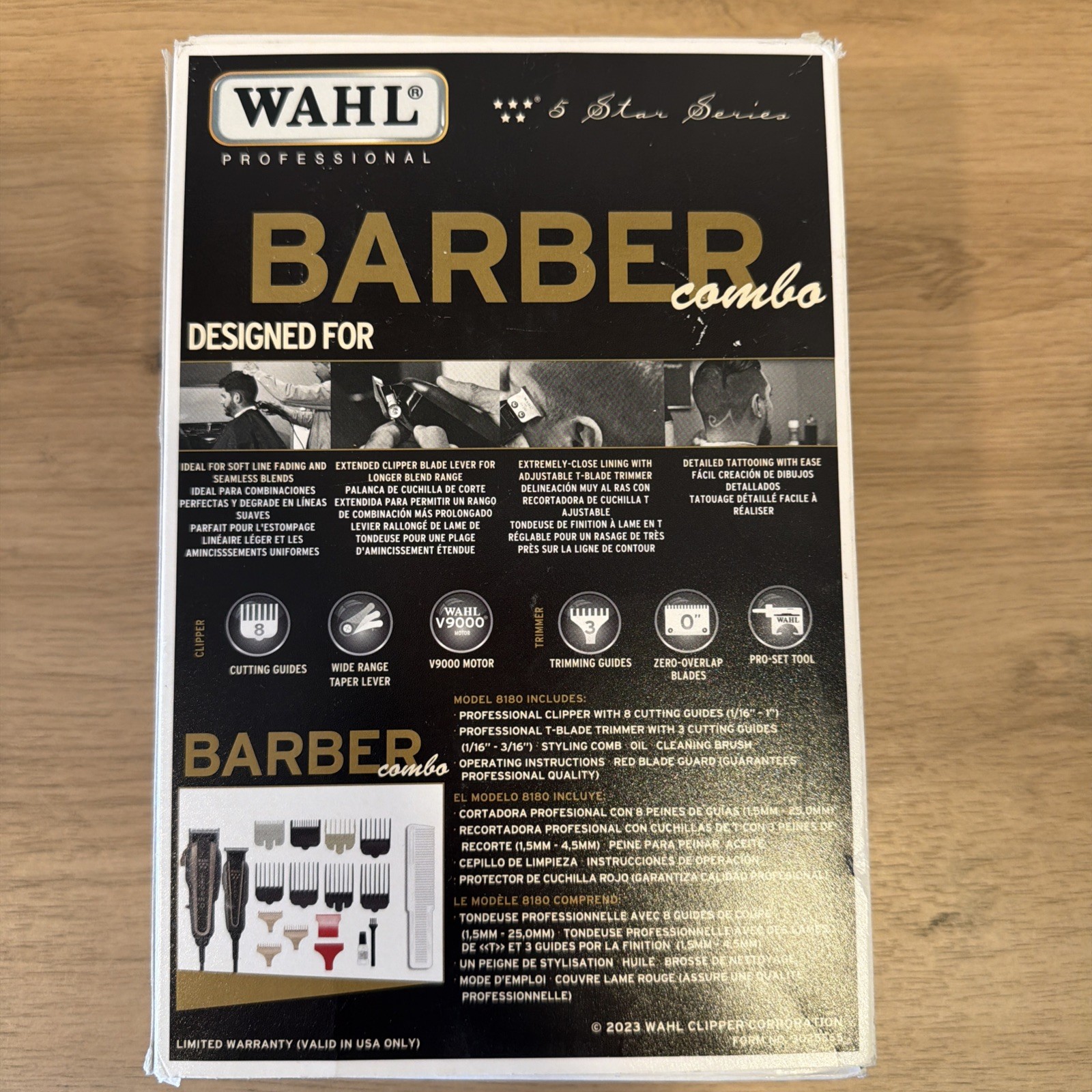 Wahl 8180 5-Star Barber Combo Legend Clipper and Hero Trimmer – Black/Gold