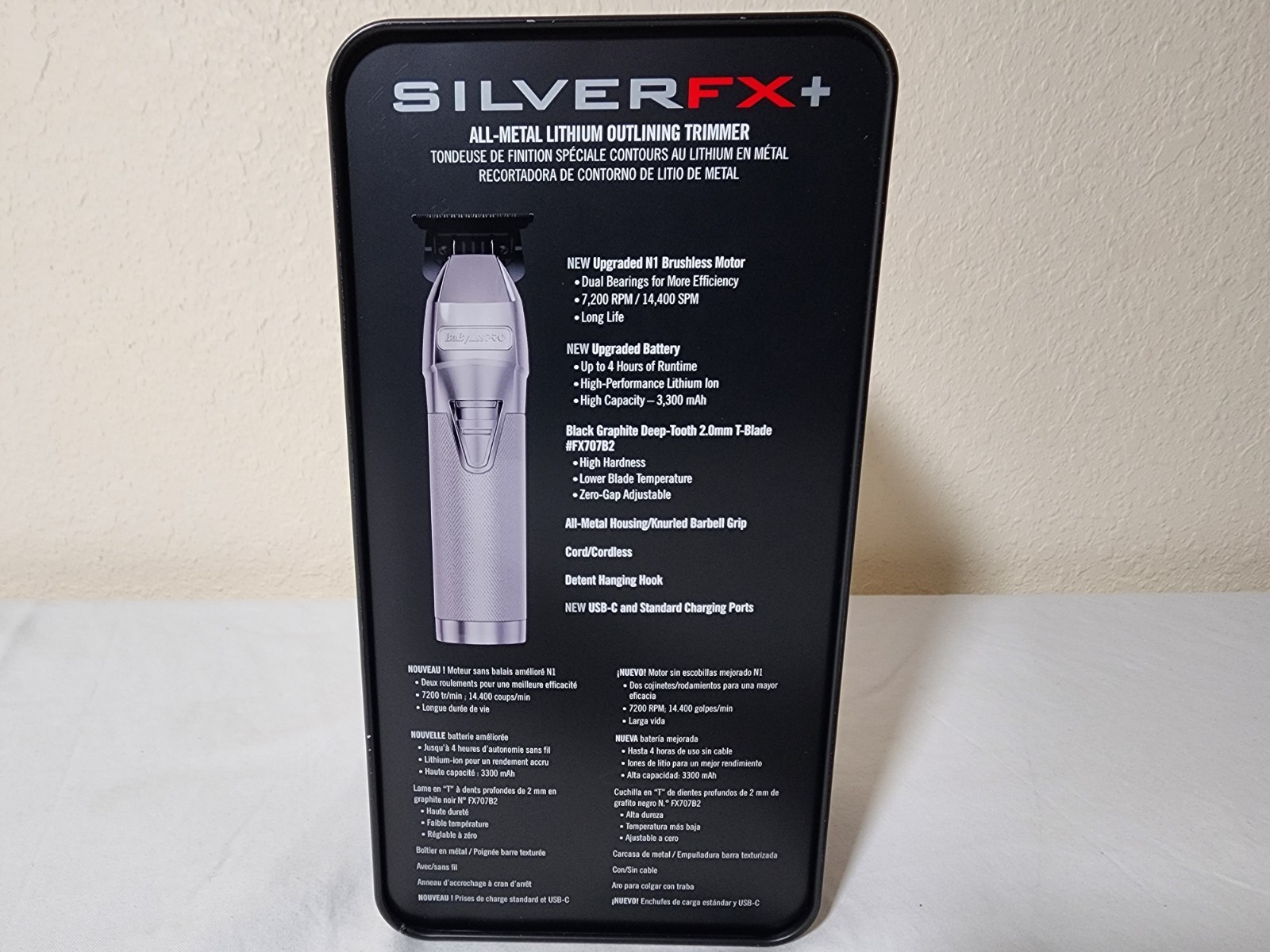 BaBylissPRO FX787NS SilverFX+ All-Metal Lithium Outlining Trimmer OPEN BOX/USED