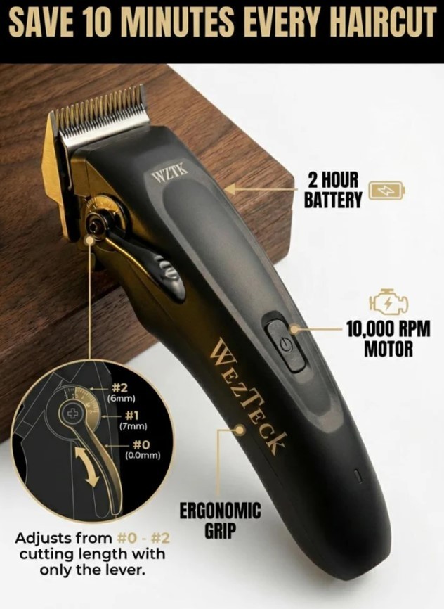 WezTecK Hair Clipper Opens from a 0-2 White