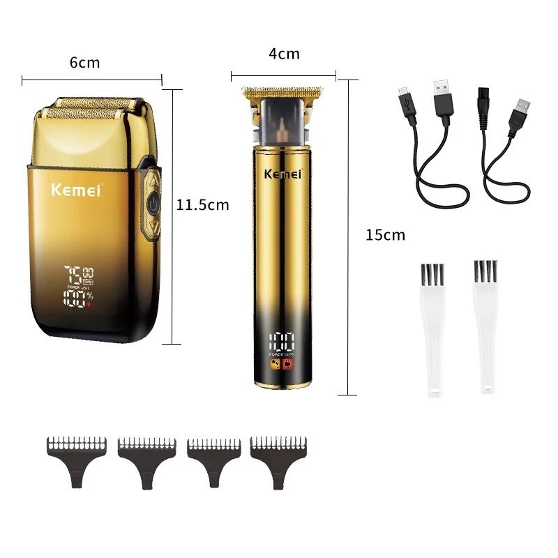 Professional Hair Clippers Kemei Barber Shaving Cutting Beard Cordless Trimmer