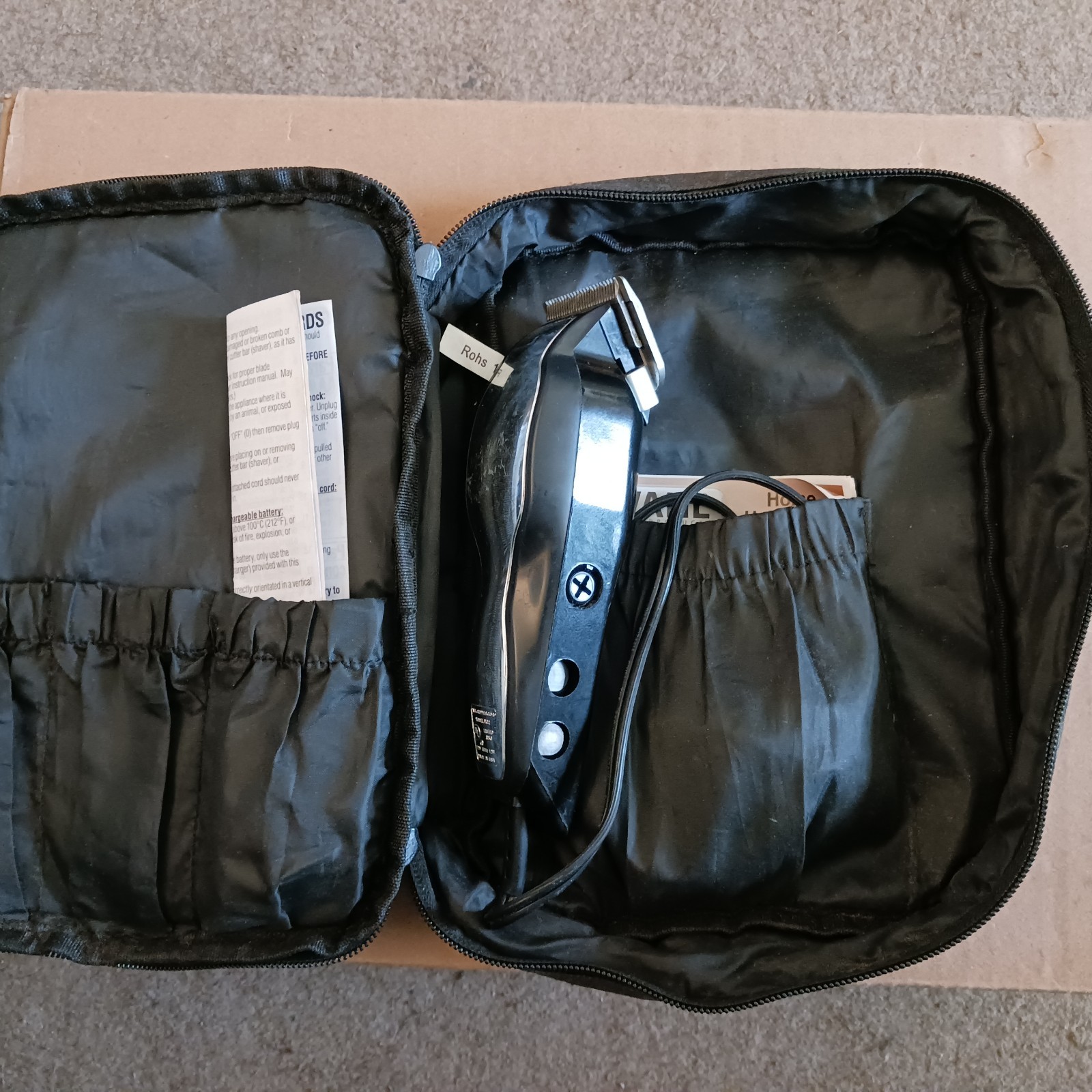 Wahl Corded Hair Clipper Set, Black Electric w/ Zipper Case & Instructions