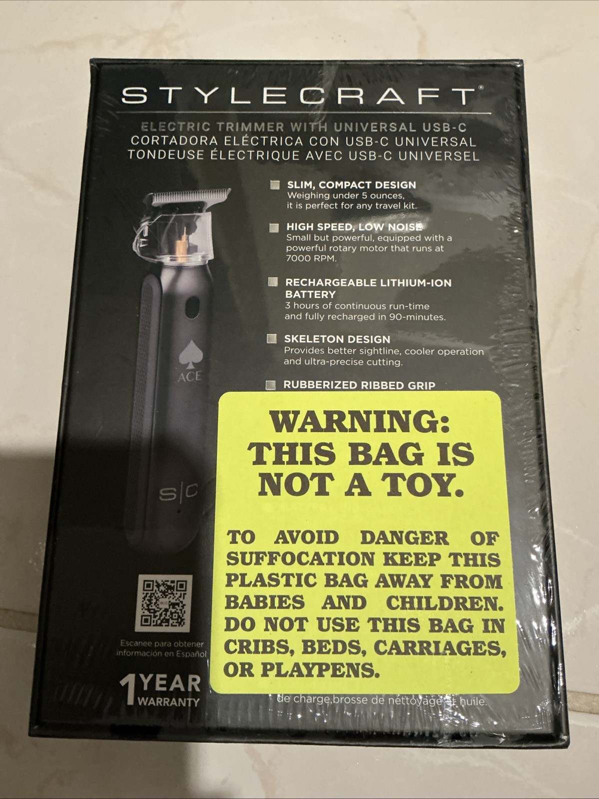 StyleCraft ACE Rechargeable Cordless Precision Hair Trimmer . New Sealed
