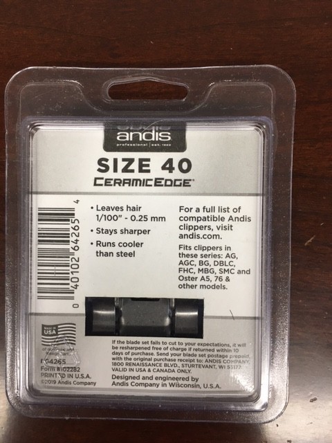 Andis CeramicEdge Detachable Blade Size 40 #64265 1/100″-0.25 mm