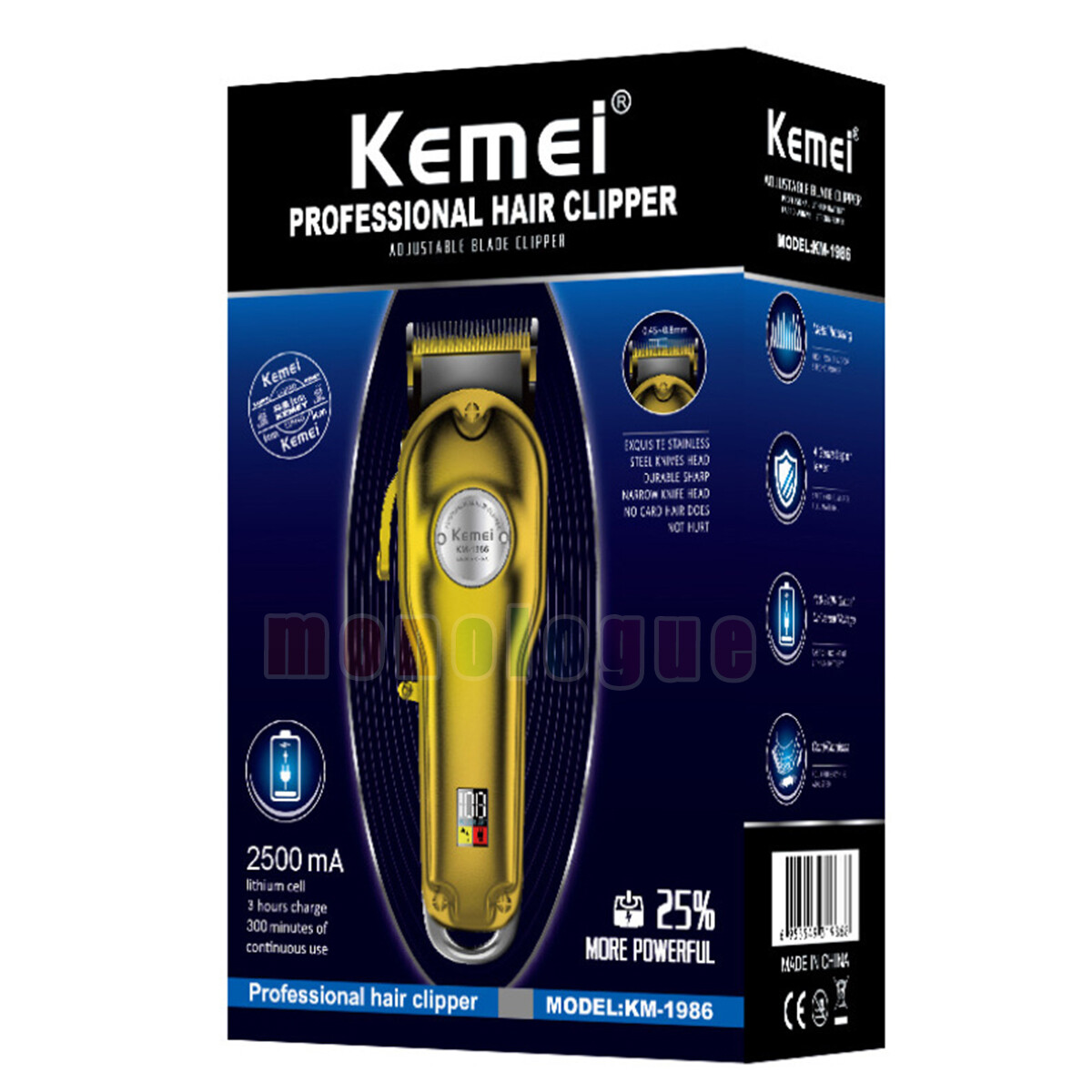 All metal Barber Professional Hair Clipper Electric Cordless LCD Trimmer Silver