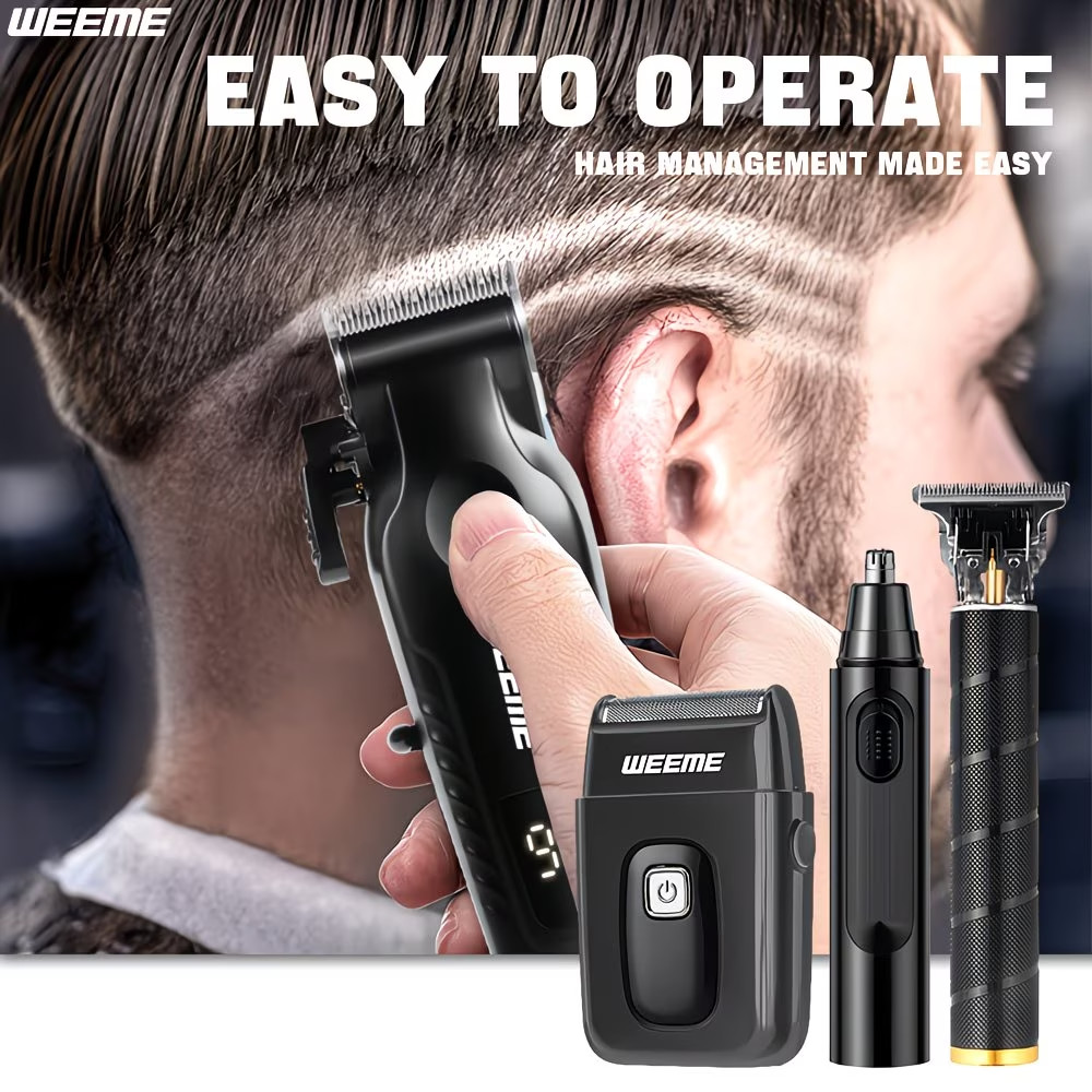 4 In 1 Men’s Grooming Kit, Hair Clipper Beard Trimmer Shaver, Nose Trimmer