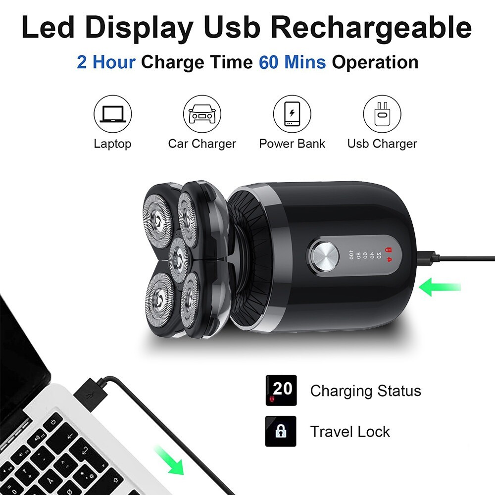 Electric Hair Remover Shavers Best Bald Head Razor Smooth Skull Cordless Wet Dry