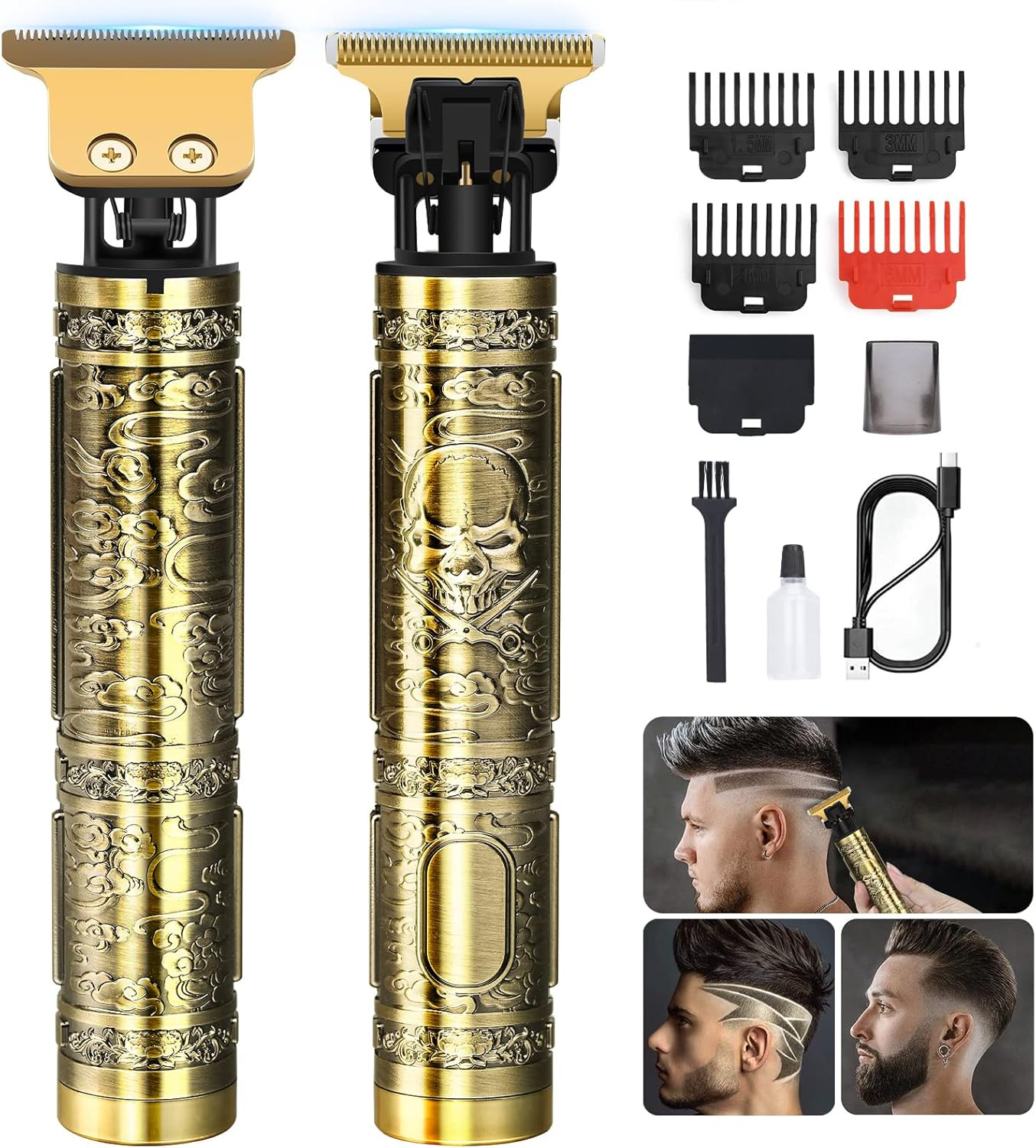 T9 Cordless Hair Trimmer for Men T-Blade Beard Clipper USB-C Bronze Grooming Kit