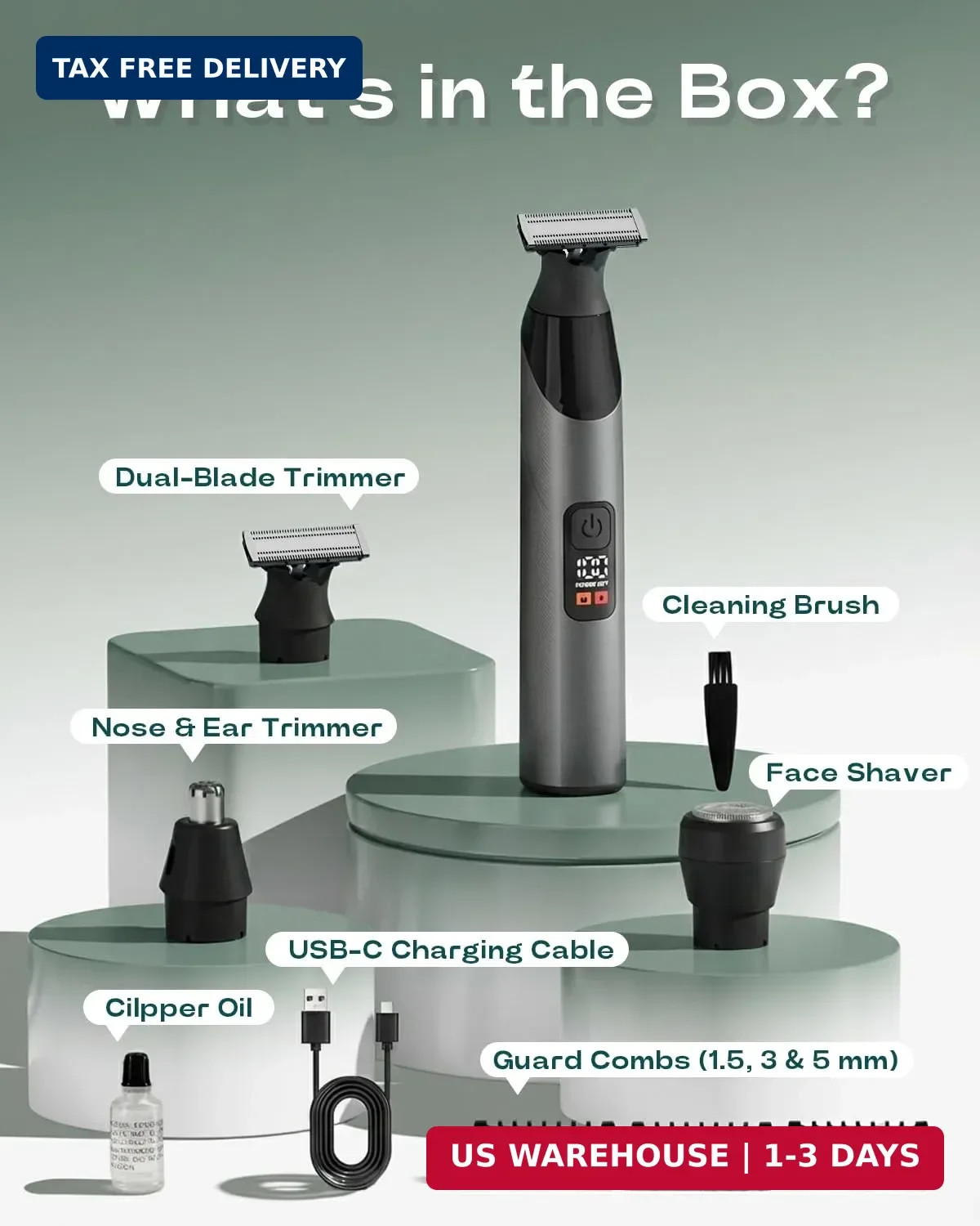 Prettywill Beard Trimmer for Men & Body Hair Trimmer, Dual-Sided Blade for Beard