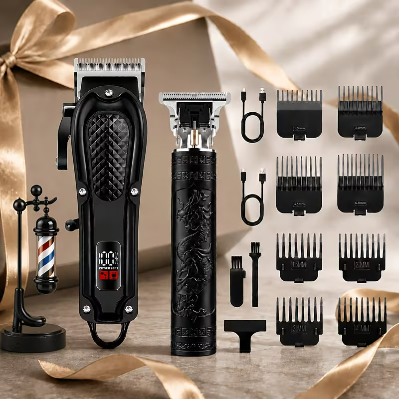 Rechargeable Electric Grooming Kit with LCD Display – Trimmer Set Gift Men