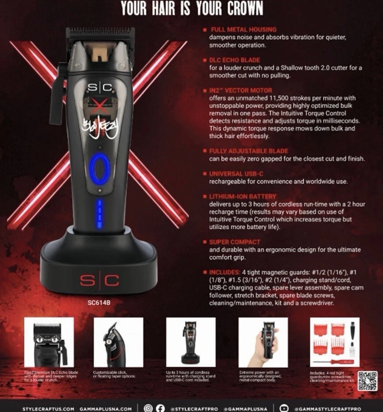 StyleCraft 360 Jeezy Clipper Cordless Charging Stand Black SC Metal – Brand NEW
