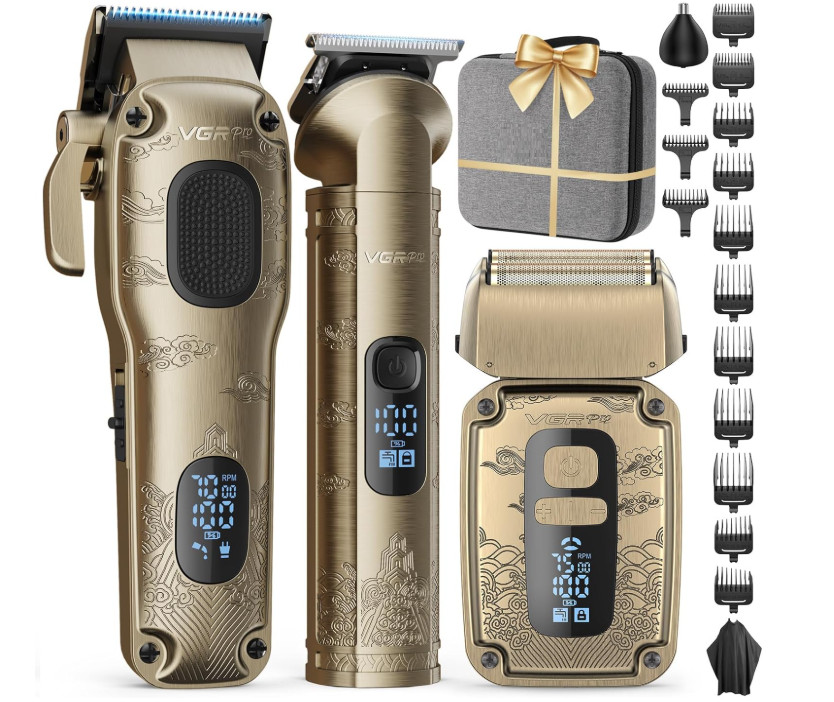 Set Barbería Inalámbrico para Hombre con 4 Velocidades y LED Digital