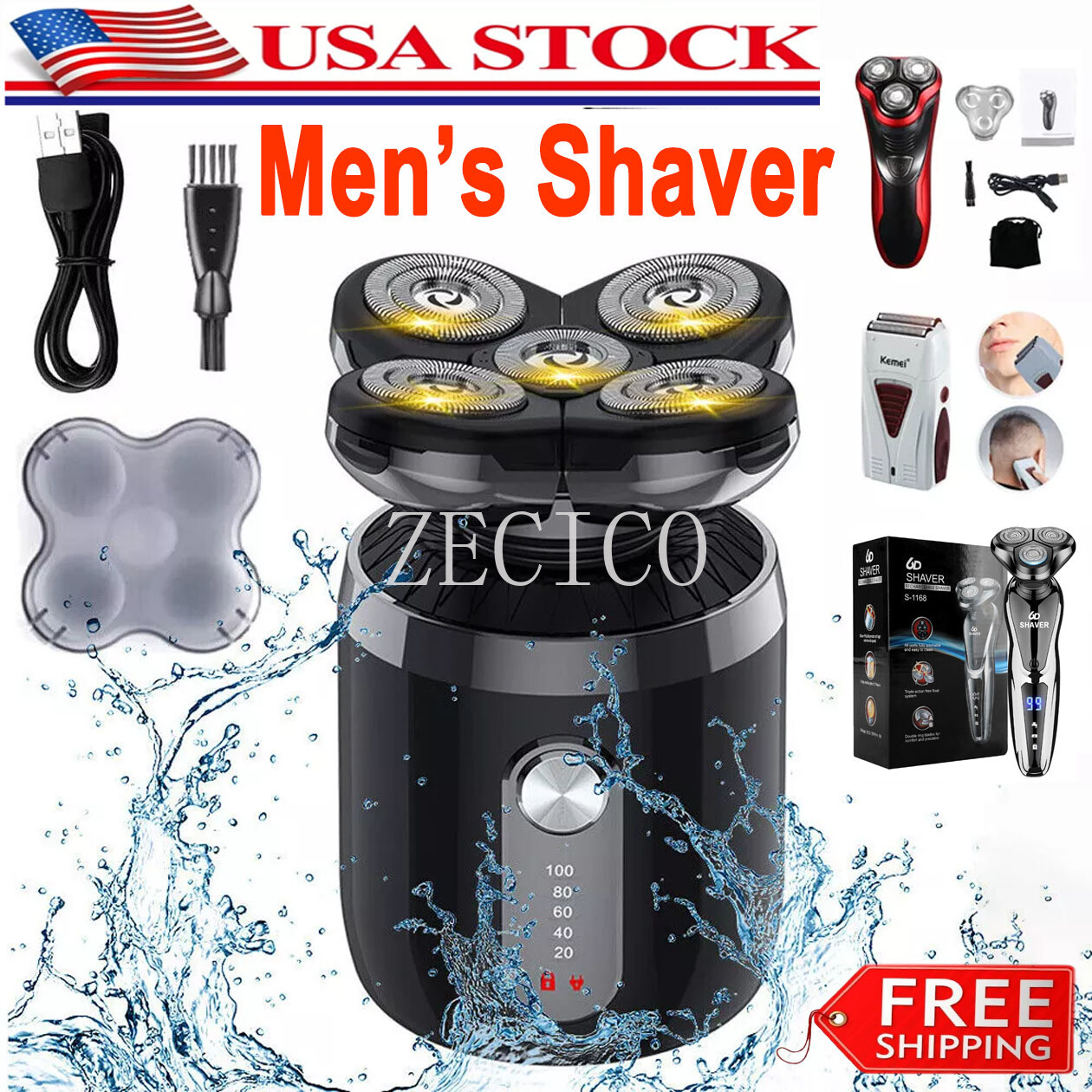 Electric Hair Remover Shavers Bald Head Razor Smooth Skull Cord Cordless Wet Dry