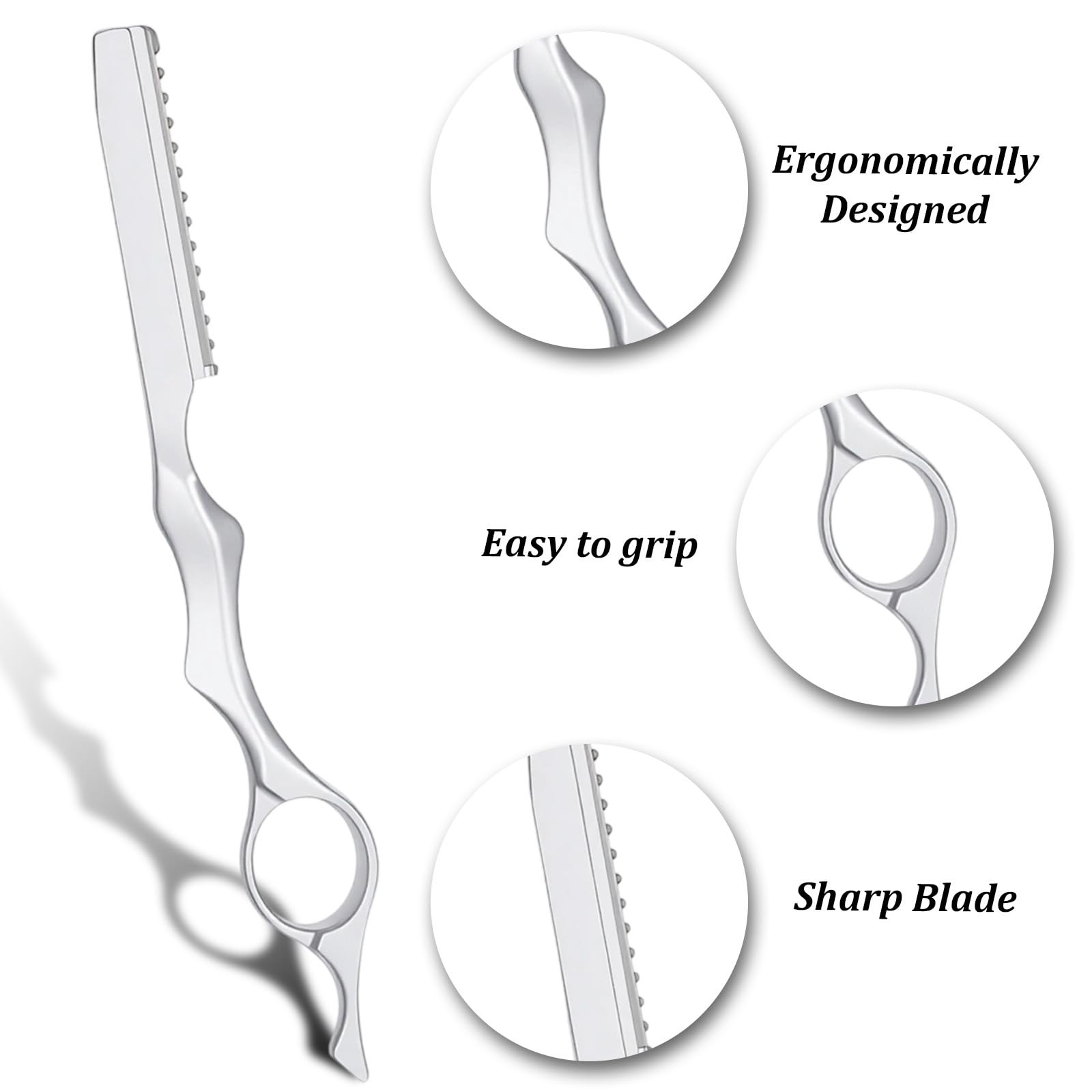 Hair Razors for Cutting Hair, 6.9″ Stainless Steel Thinning Razor Silver