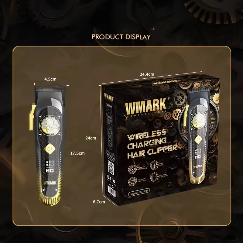 WMARK NG-135 Cordless Clipper – Wireless Charging & High-Speed Motor ⚡