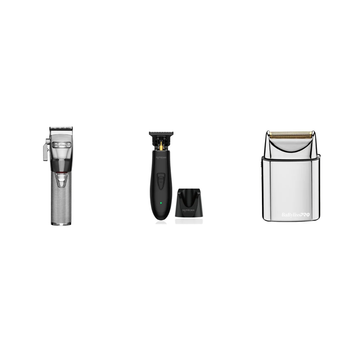 Silver Starter Trio – BaBylissPRO SilverFX Clipper + Supreme T-Shaper DLC Trimme