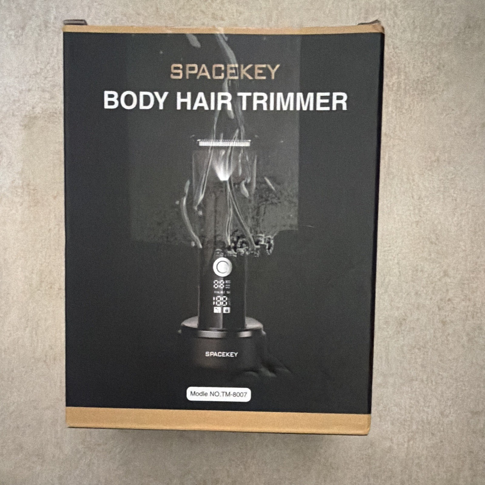 SPACEKEY TM-8007 Body Hair Trimmer IPX7 Wet/Dry USB Digital Display Black