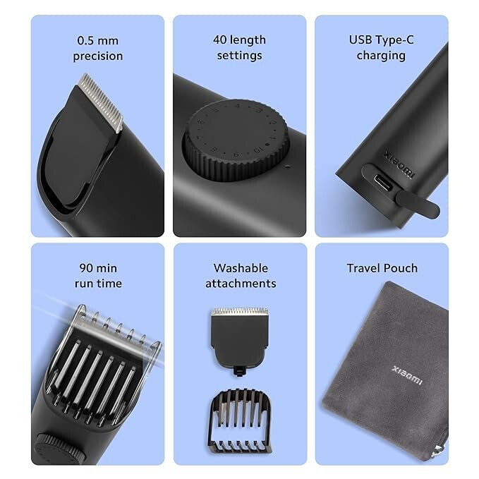 MI Xiaomi Beard Trimmer for Men USB Type-C | Fast Charging | 0.5mm Precision |
