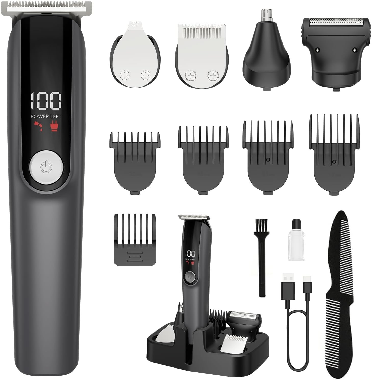 Beard Trimmer for Men, Electric Razor for Nose, Body, Face and Mustache, 5-in-1
