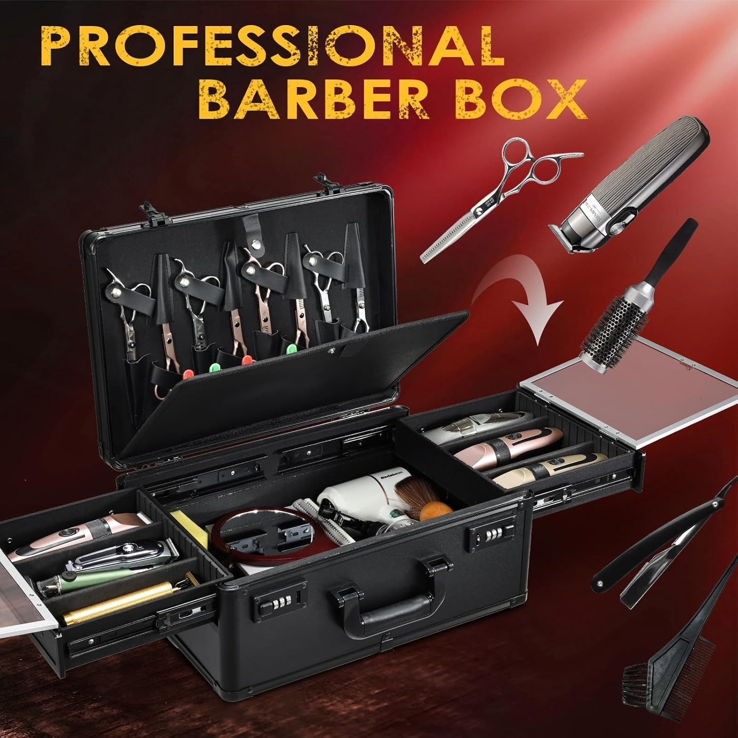 Profesional Barber Briefcase Organizer`/