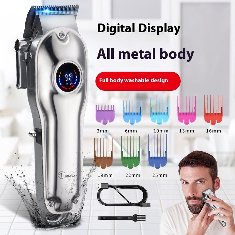 Oil Head Engraving Scissors LCD Digital Display Hair Rechargeable Color Card Ele