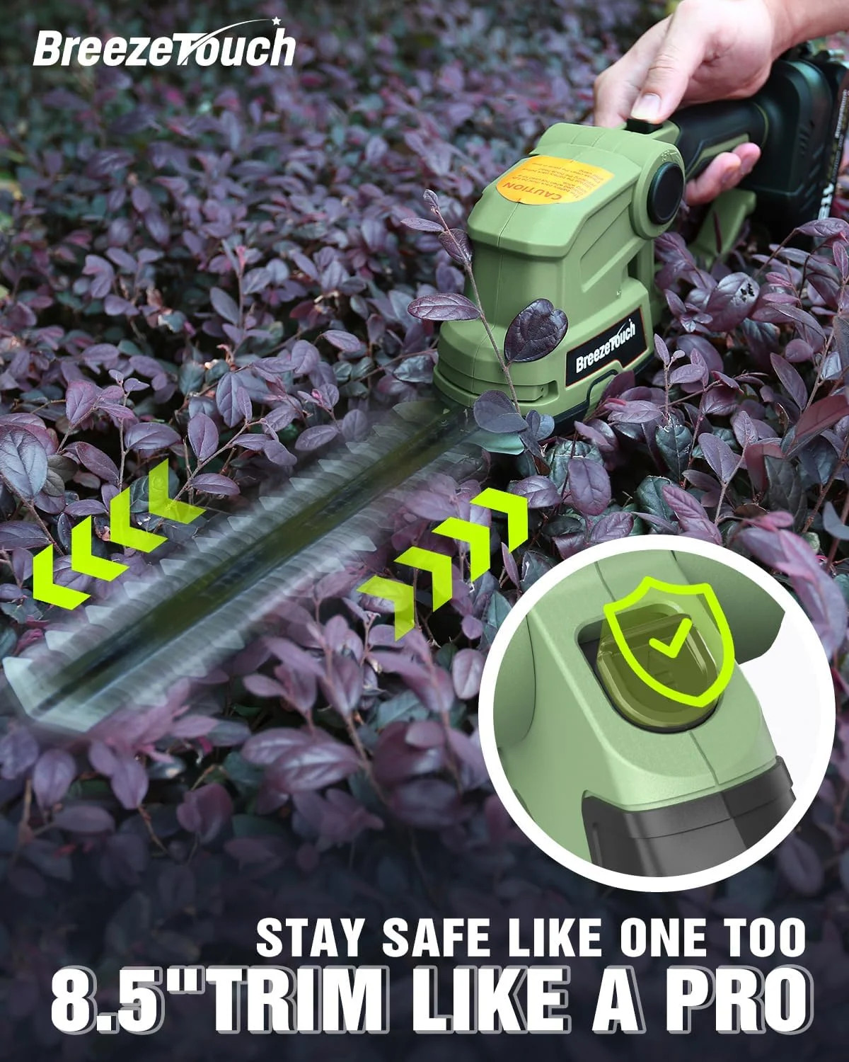 21V Mini Cordless Hedge Trimmer with Battery, Charger and 4.5″/8.5″ Blades | 2-i