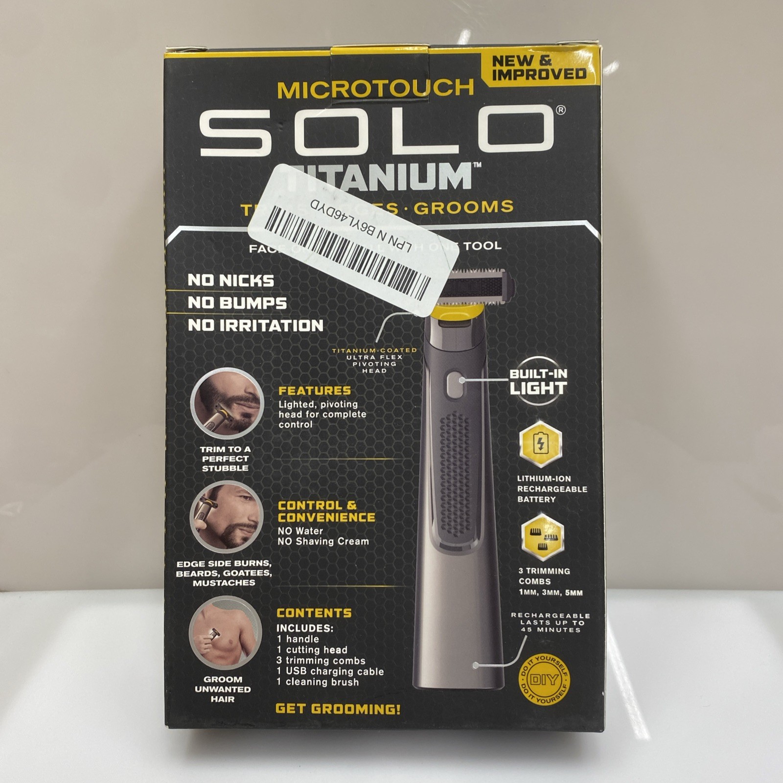 Micro Touch Solo Titanium Grooming Trimmer, Dual-Sided Blades Built-In Light Men