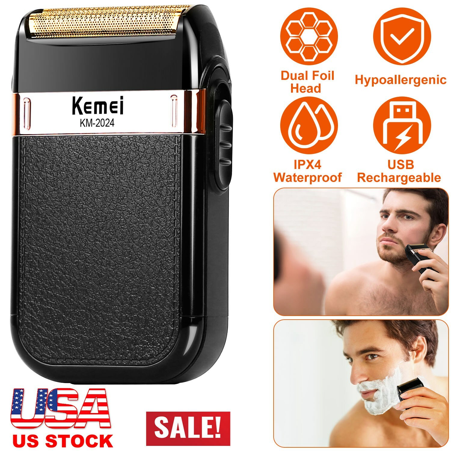 Kemei Men Electric Shaver Trimmer Rechargeable Portable Hair Beard Shaver Razor