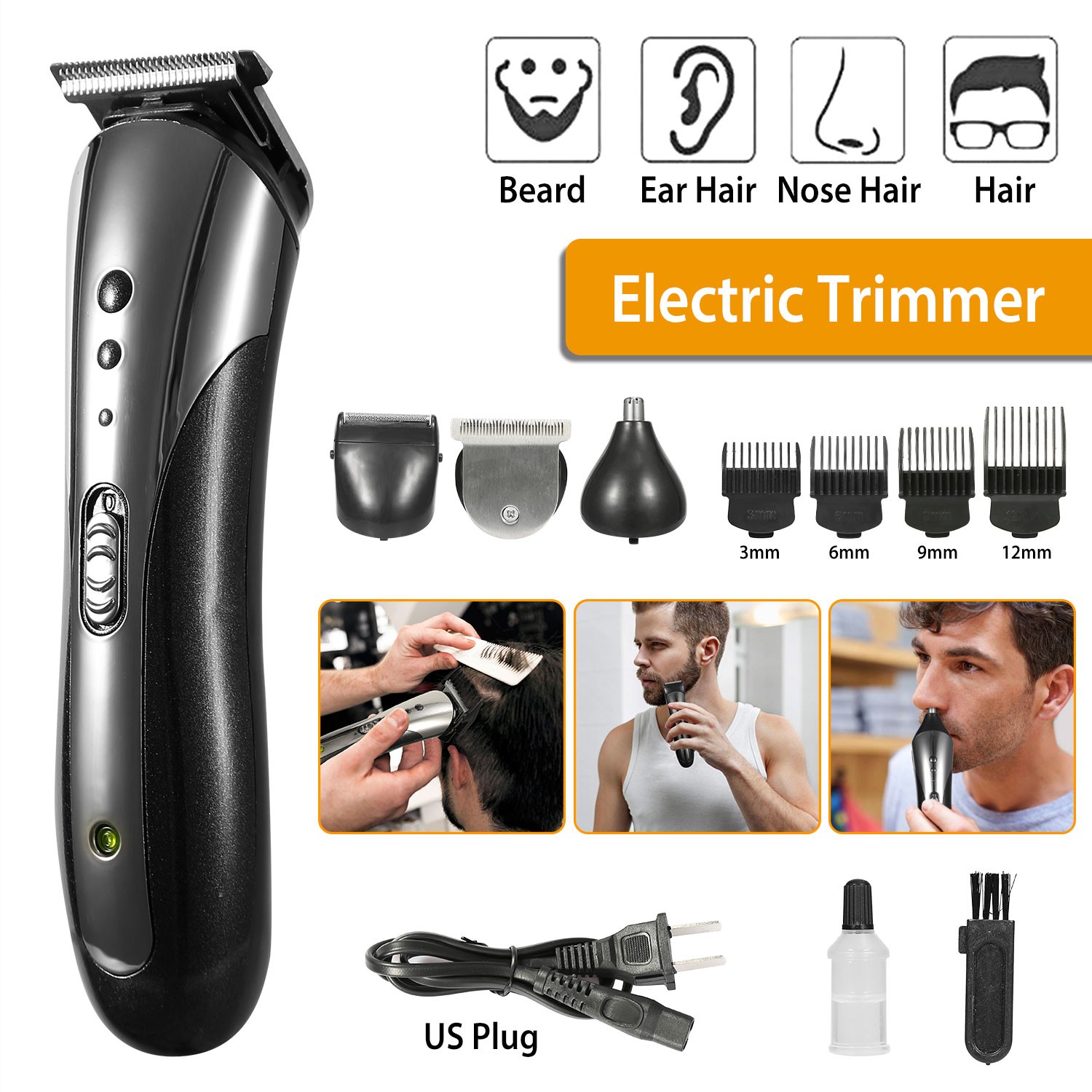 Beard Trimmer for Men Waterproof Electric Razor for Nose Body Face & Mustache