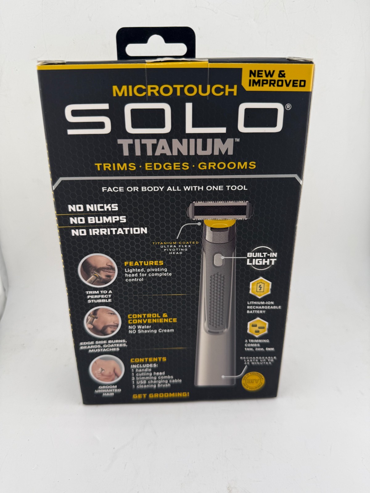 Micro Touch Solo Titanium Grooming Trimmer for Men – Black