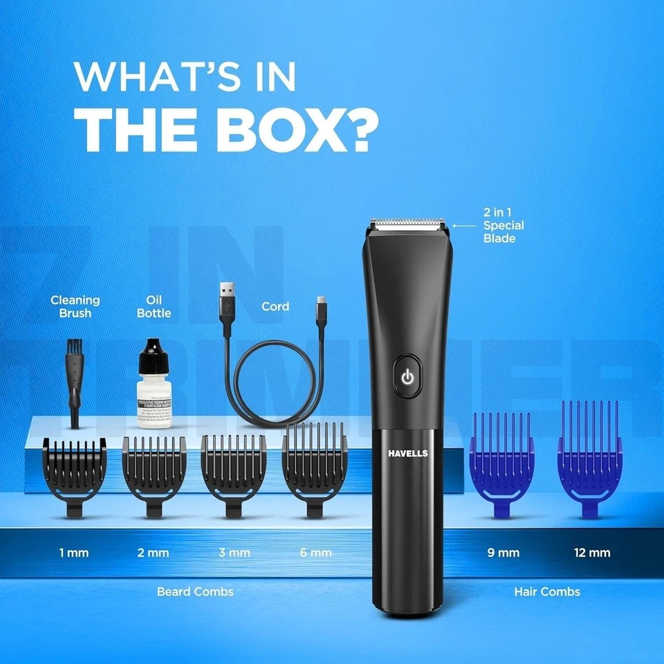 Havells Beard & Hair 7 in 1 Trimmer |2-in-1 Special Blade| Comes with 4 Beard