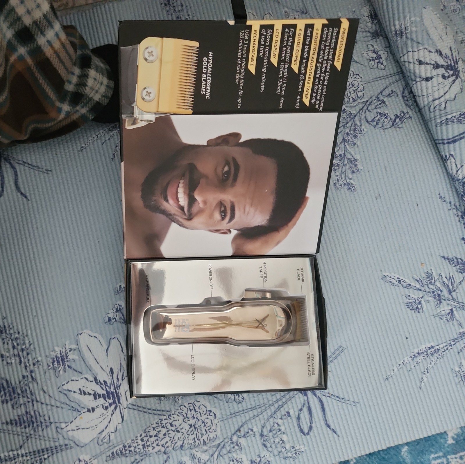 Cutting Edge Hair Clippers, Cordless Rechargeable Clipper for Men Gold & Black