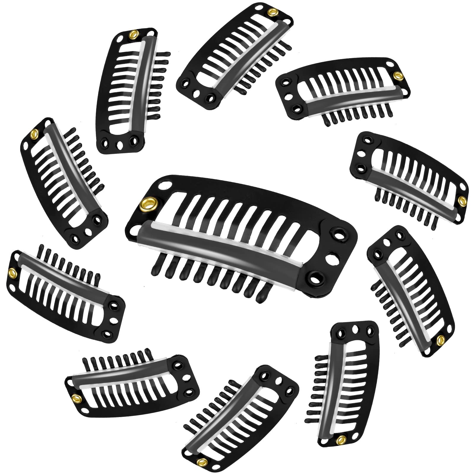 WILLBOND 30 Pieces 32 mm 9-teeth Hair Extension 30 Count (Pack of 1), Black