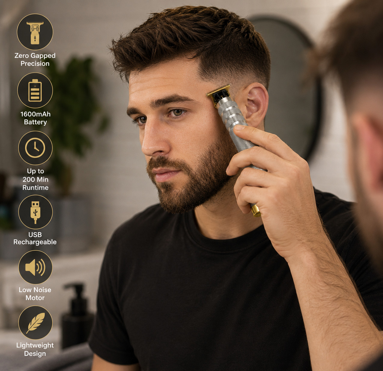 Vintage T9 Barbeador Gold Silver Beard Hair Trimmer Cutter Machine for Men