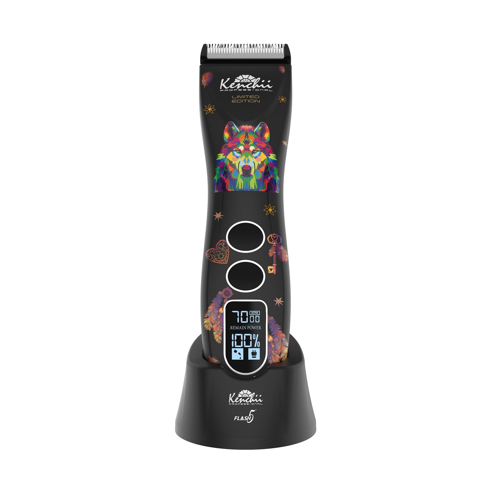 Kenchii Flash 5 Wolf Ltd Ed 5-in-1 Cordless Digital Pet Grooming Clipper