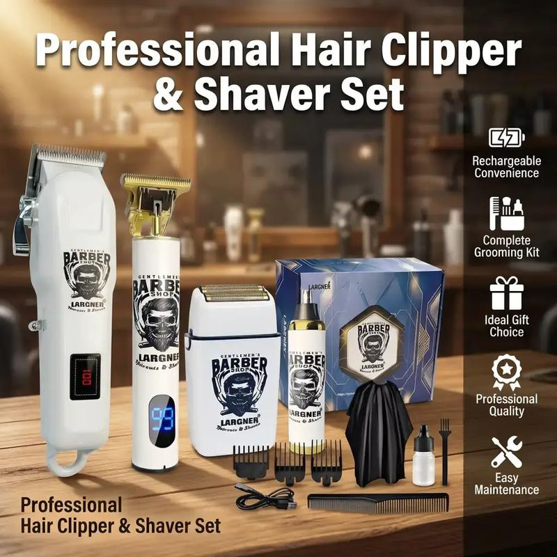 Professional Hair Clipper & Shaver Set, Barber Clipper Set, 1 Set Rechargeable H