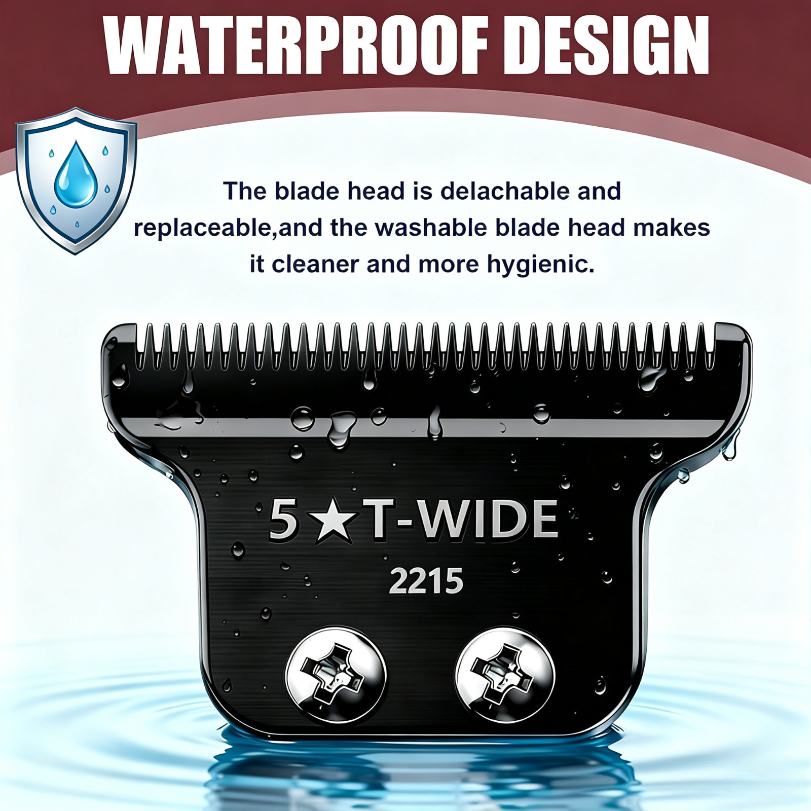 2215 Replacement T Wide Blade for Wahl 5 Star Detailer Li Trimmer 8081 8171 1Pc