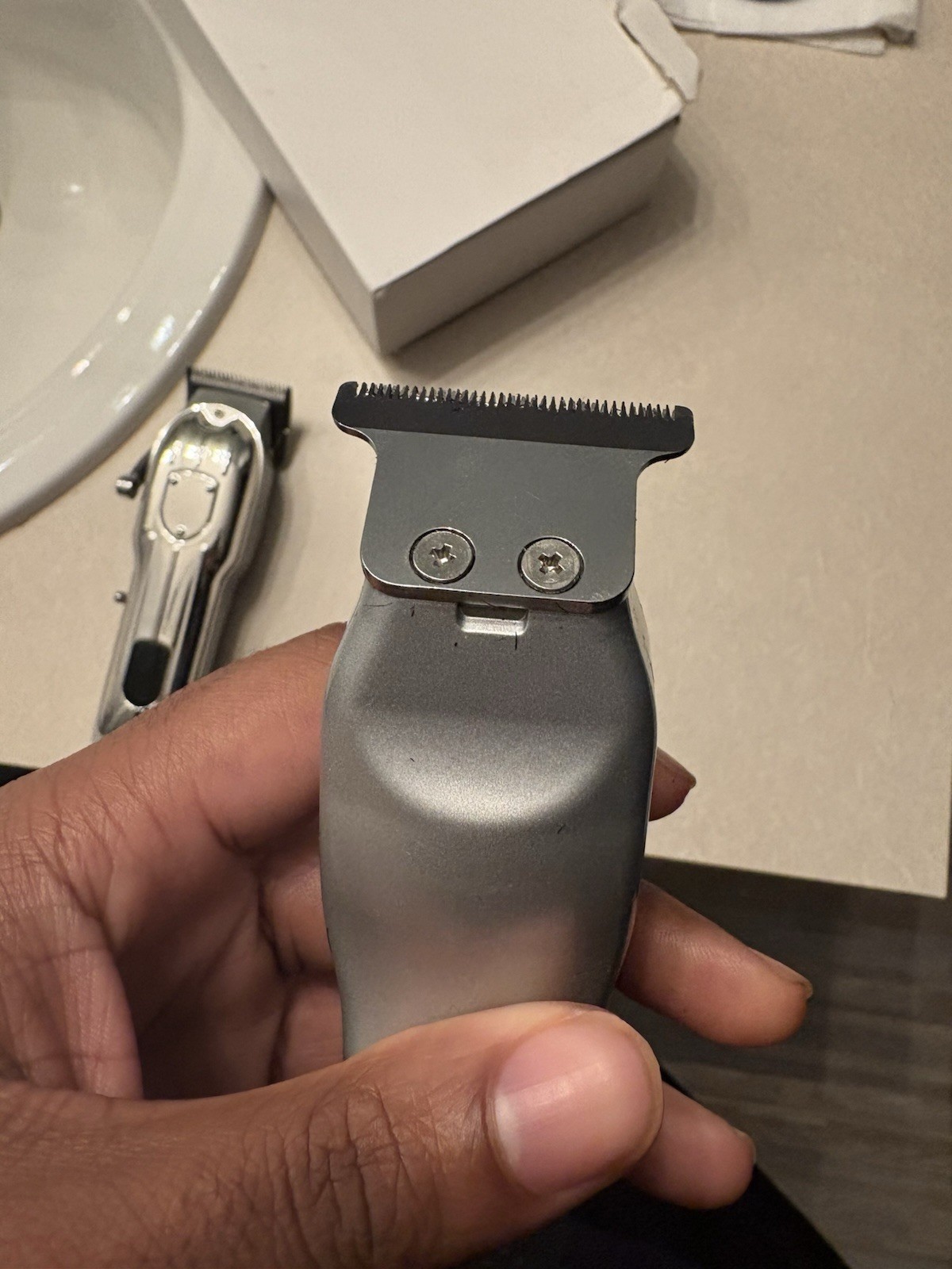 Silver Black Hair Clipper Trimmer Set T-Blade Square Blade Head Face Unisex
