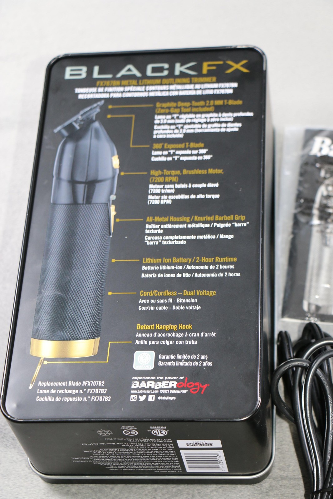 BaByliss PRO BlackFX FX787BN Cordless Trimmer Exposed T-Blade Gold Blades Kit