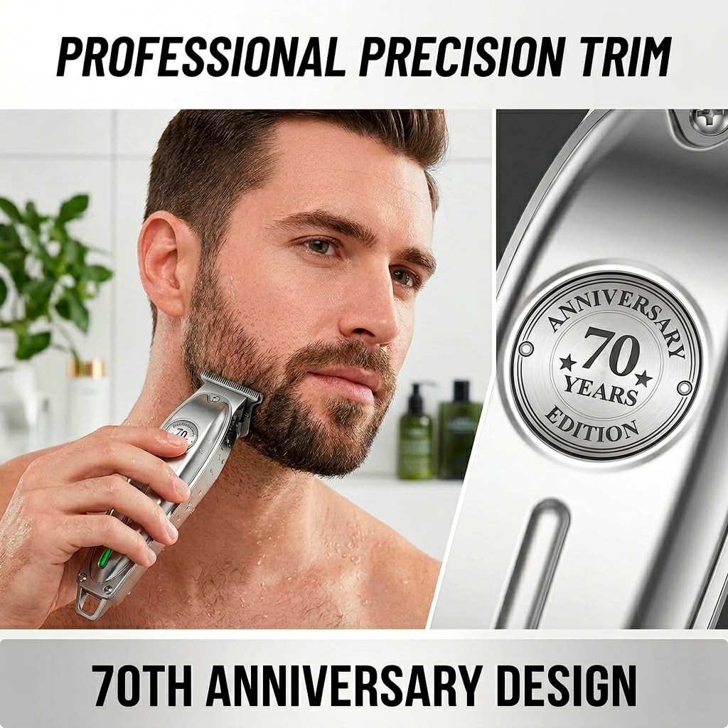 Steel ONE Trimmer Professional Hair Clippers for Men Silver Zero Gap Electric…