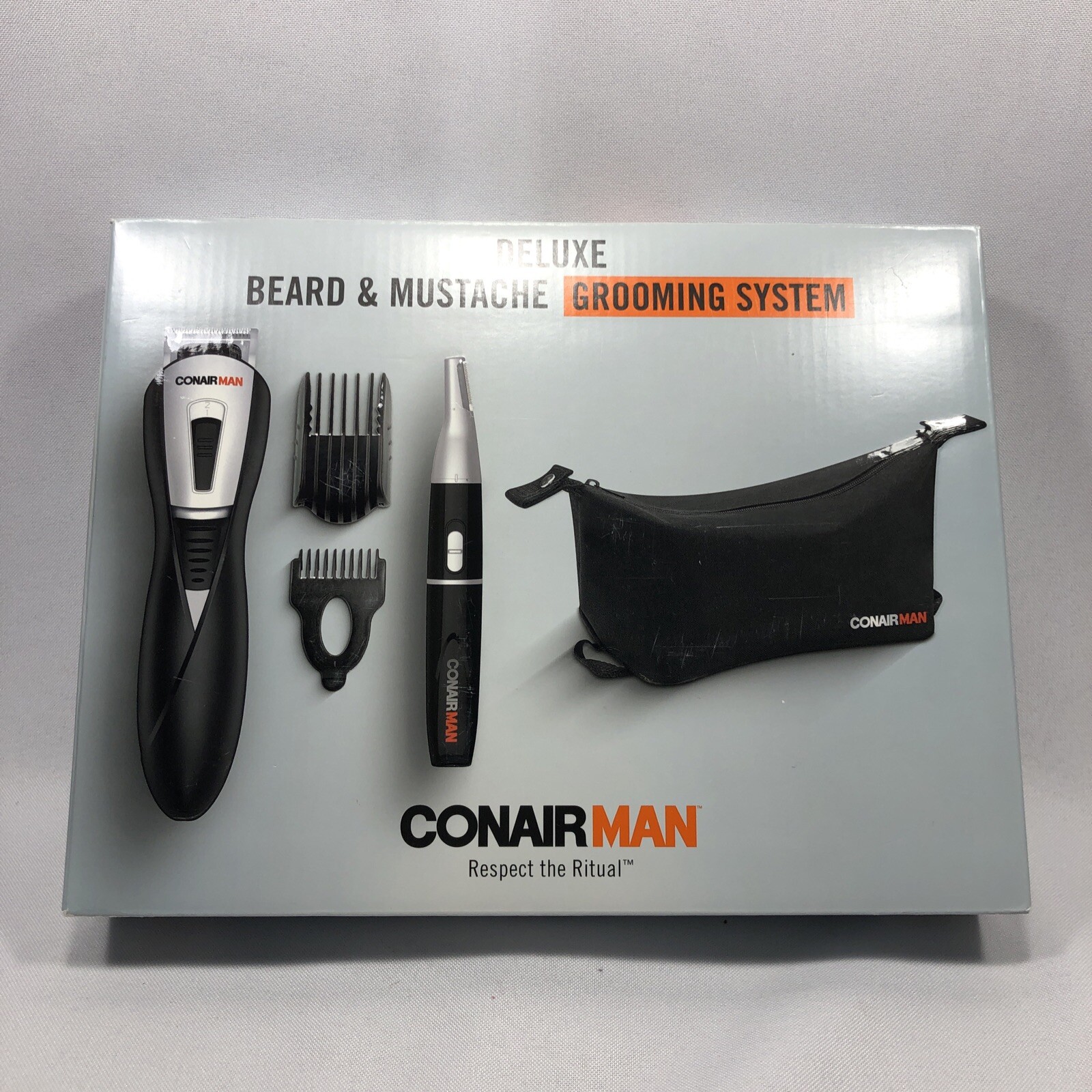 CONAIR MAN DELUXE BEARD & MUSTACHE 9pc. GROOMING SYSTEM BATTERY OPERATED NIB