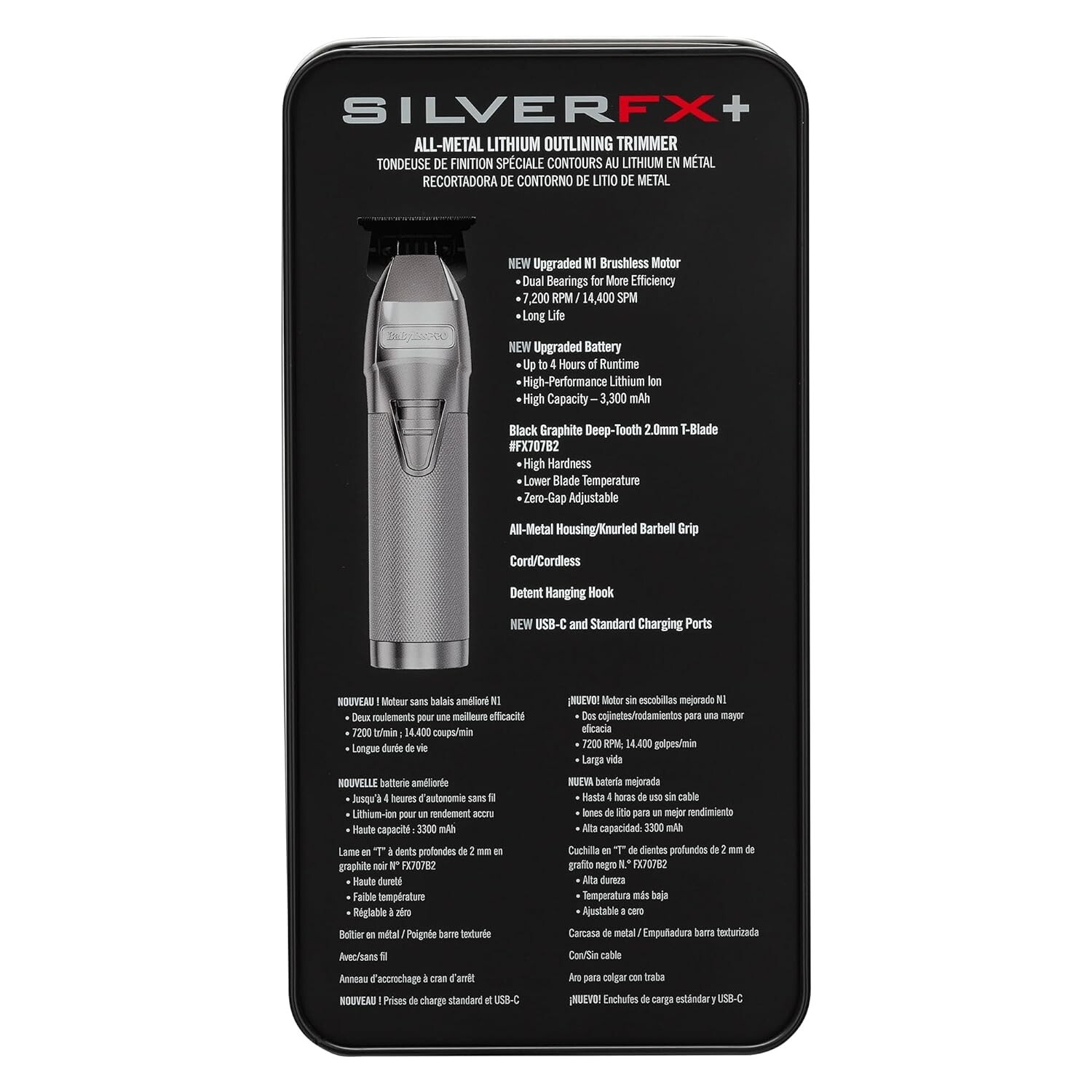 BaBylissPRO SILVERFX+ All-Metal Lithium Outlining Trimmer | FX787NS NEW